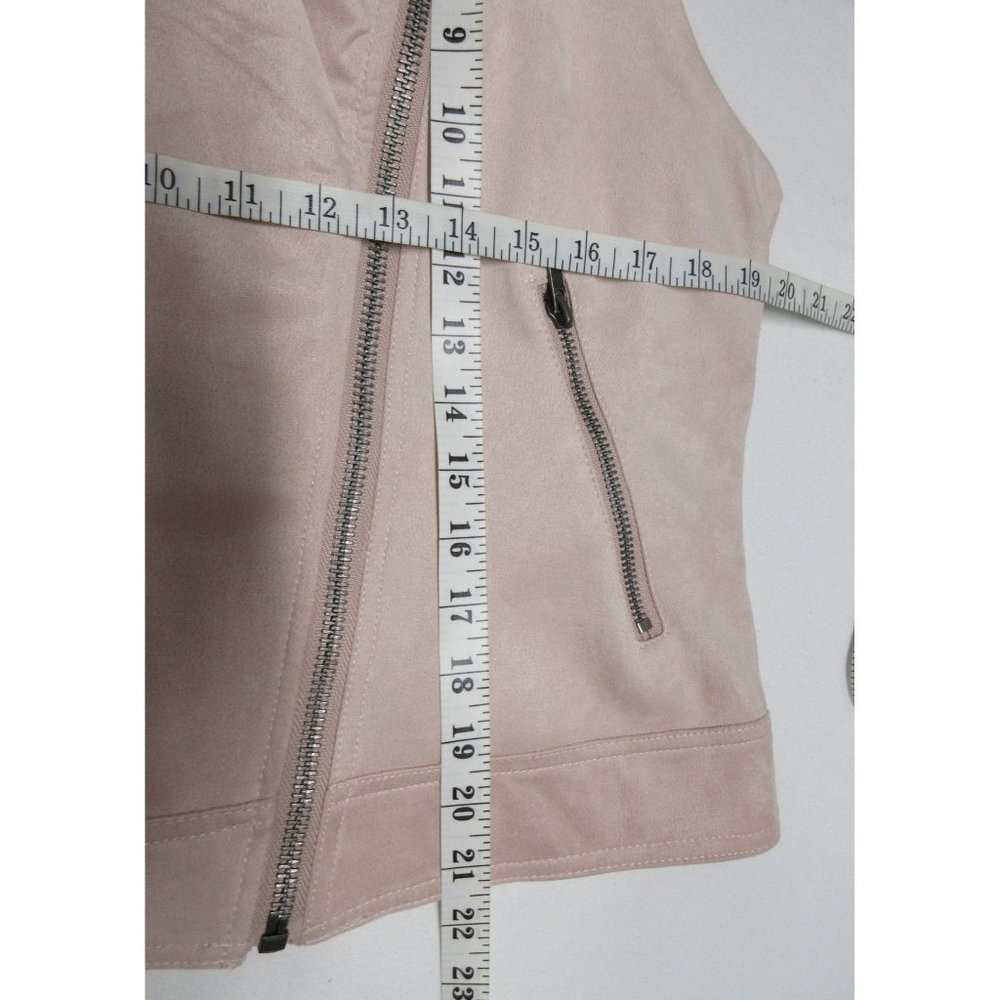 Philosophy women's soft pink vegan faux leather‎ suede moto vest, L - Picture 10 of 12